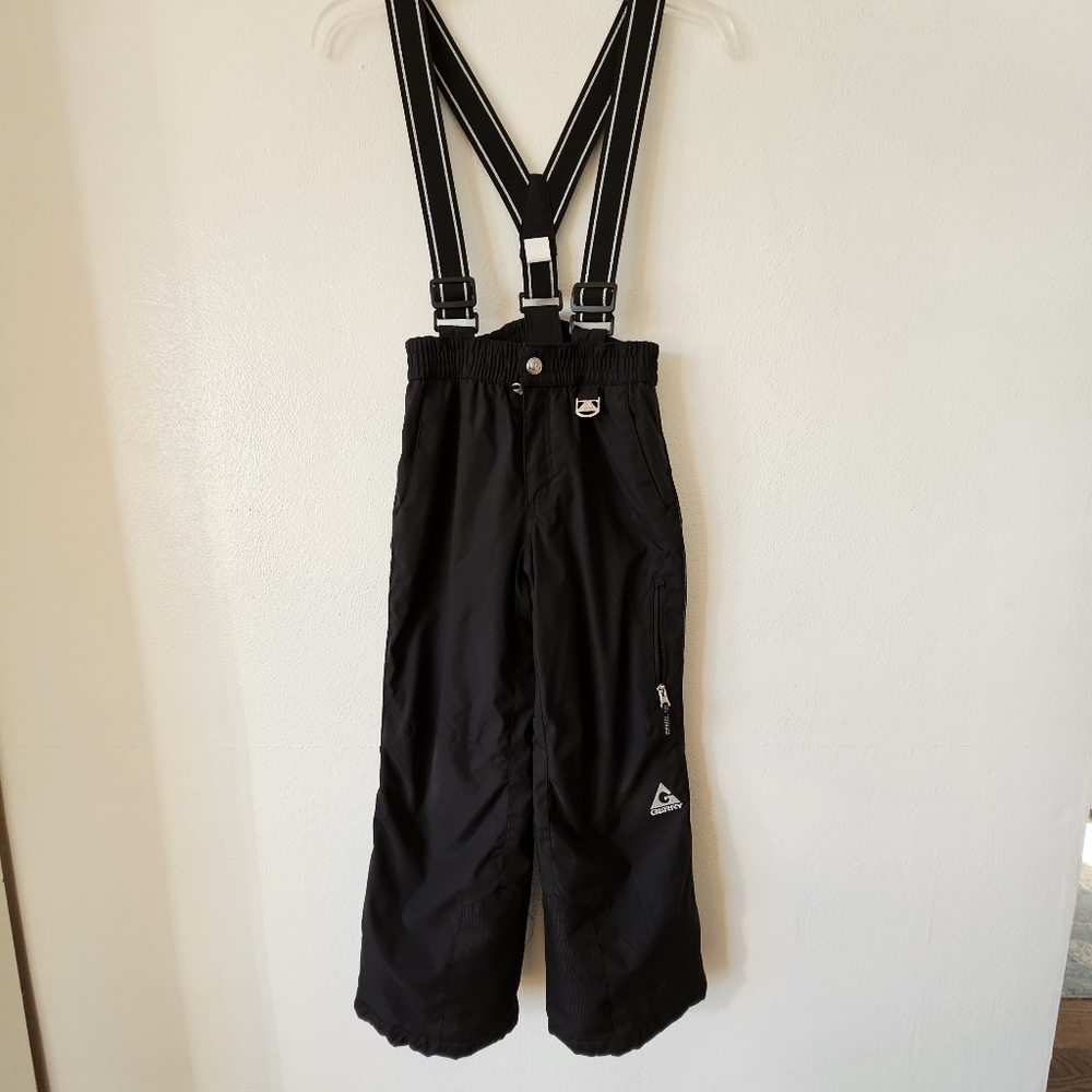 Gerry Black Kid Snowpants Removeable Suspenders Sz 7/8